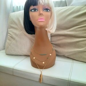 Multilayer Boho Necklace Feather Turquoise Beads